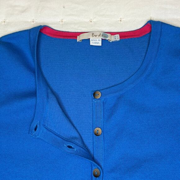 Boden Cardigan Sweater Women's 4 Royal Blue Cotton Classic - Picture 4 of 14